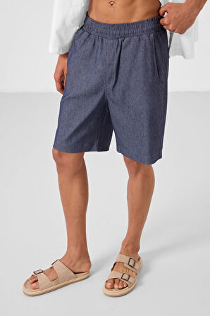 Kot Lacivert Standart Fit Dokuma Hafif Esnek Chino Erkek Şort - 81289