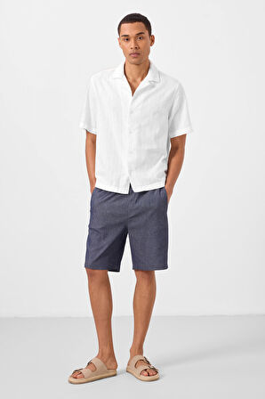 Kot Lacivert Standart Fit Dokuma Hafif Esnek Chino Erkek Şort - 81289