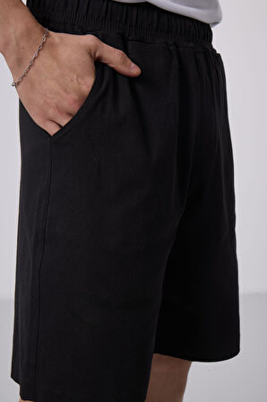 Siyah Standart Fit Dokuma Hafif Esnek Chino Şort - 81290