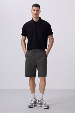 Antrasit Standart Fit Dokuma Hafif Esnek Chino Şort - 81290
