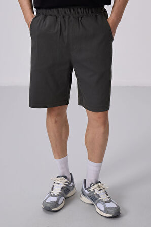 Antrasit Standart Fit Dokuma Hafif Esnek Chino Şort - 81290