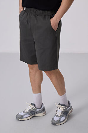 Antrasit Standart Fit Dokuma Hafif Esnek Chino Şort - 81290