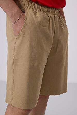 Koyu Bej Standart Fit Dokuma Hafif Esnek Chino Şort - 81290