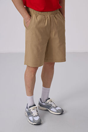 Koyu Bej Standart Fit Dokuma Hafif Esnek Chino Şort - 81290
