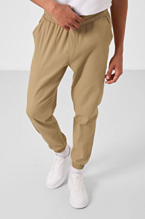 Koyu Bej Standart Fit Dokuma Hafif Esnek Chino Erkek Pantolon - 82176