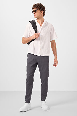 Antrasit Standart Fit Dokuma Hafif Esnek Chino Erkek Pantolon - 82177