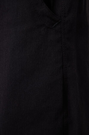 Siyah Standart Fit Dokuma Hafif Esnek Chino Erkek Şort - 81293
