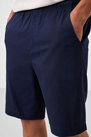 Lacivert Standart Fit Dokuma Hafif Esnek Chino Erkek Şort - 81293