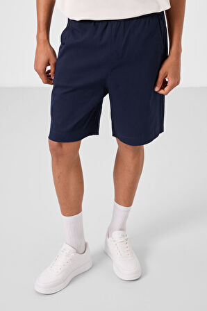 Lacivert Standart Fit Dokuma Hafif Esnek Chino Erkek Şort - 81293