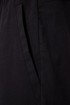 Siyah Standart Fit Dokuma Hafif Esnek Chino Erkek Şort - 81292