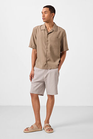 Taş Standart Fit Dokuma Hafif Esnek Chino Erkek Şort - 81292