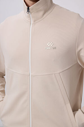 Bej Yüzeyi Dokulu Rahat Form Erkek Eşofman Takım - 85273