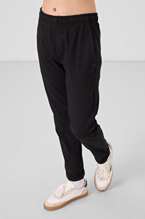 Siyah Standart Fit Dokuma Hafif Esnek Chino Erkek Çocuk Pantolon - 11272