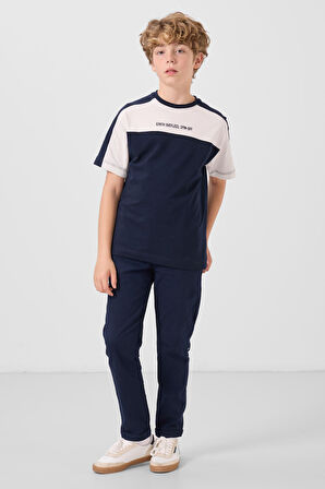 Lacivert Standart Fit Dokuma Hafif Esnek Chino Erkek Çocuk Pantolon - 11272