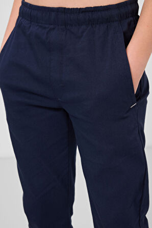 Lacivert Standart Fit Dokuma Hafif Esnek Chino Erkek Çocuk Pantolon - 11272
