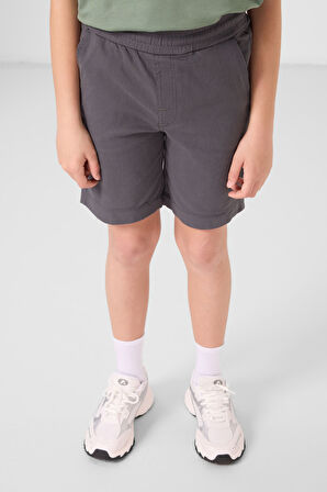 Açık Yeşil-Antrasit Pamuklu Oversize Fit Dokuma Hafif Esnek Chino Erkek Çocuk Şort Takım - 11279