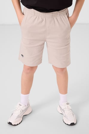 Siyah-Taş Pamuklu Oversize Fit Dokuma Hafif Esnek Chino Erkek Çocuk Şort Takım - 11277