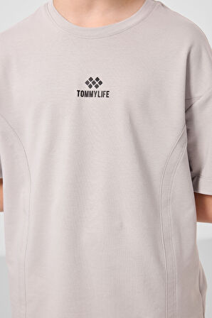 Taş-Antrasit Pamuklu Oversize Fit Dokuma Hafif Esnek Chino Erkek Çocuk Şort Takım - 11276