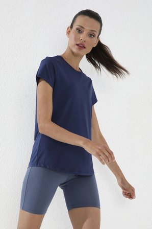 Tommy Life Standart Kalıp O Yaka Basic Kısa Kol Kadın T-Shirt İndigo 97144