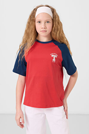 Fiesta O Yaka  Pamuklu Baskılı Oversize Fit Kız Çocuk T-Shirt - 75179