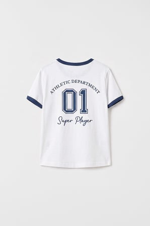Beyaz Omuz Biye Detaylı Baskılı Kız Çocuk T-Shirt - 75181