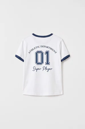 Beyaz Omuz Biye Detaylı Baskılı Kız Çocuk T-Shirt - 75181