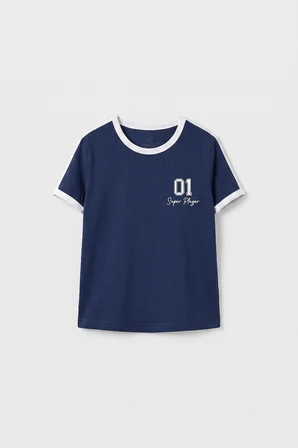 Parlament Omuz Biye Detaylı Baskılı Kız Çocuk T-Shirt - 75181
