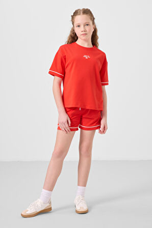 Fiesta Pamuklu Yumuşak Dokulu Standart Fit Basic Kız Çocuk Şort Takım - 75183