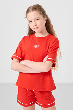 Fiesta Pamuklu Yumuşak Dokulu Standart Fit Basic Kız Çocuk Şort Takım - 75183