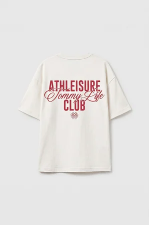 Ekru Oversize Kısa Kollu Baskılı Kız Çocuk T-Shirt - 75175
