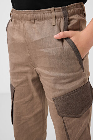 Camel Standart Fit Dokuma Hafif Esnek Chino Erkek Çocuk Pantolon - 11271