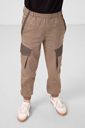 Camel Standart Fit Dokuma Hafif Esnek Chino Erkek Çocuk Pantolon - 11271