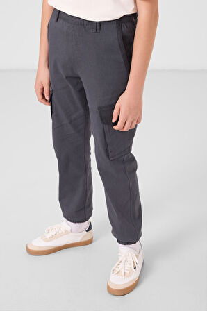 Gri Standart Fit Dokuma Hafif Esnek Chino Erkek Çocuk Pantolon - 11271