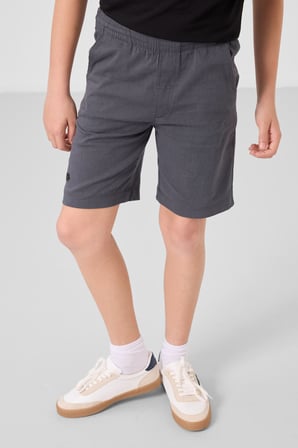 Siyah-Gri Pamuklu Oversize Fit Dokuma Hafif Esnek Chino Erkek Çocuk Şort Takım - 11277