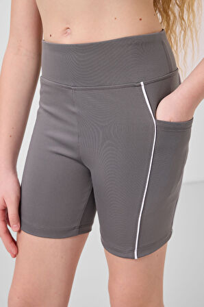 Koyu Gri Esnek Standart Fit Basic Performans Kız Çocuk Tayt - 75189