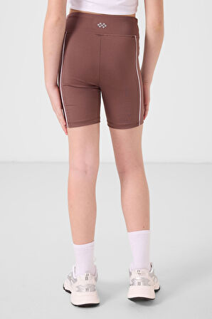 Kahverengi Esnek Standart Fit Basic Performans Kız Çocuk Tayt - 75189