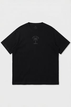 Siyah Rahat Form Baskılı Battal Büyük Beden Kısa Kollu Erkek T-Shirt - 88473