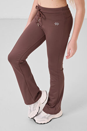 Kahverengi Esnek Standart Fit Basic Performans İspanyol Paça Kız Çocuk Tayt - 75193