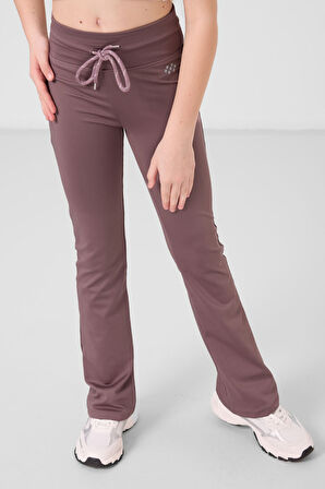 Gül Kurusu Esnek Standart Fit Basic Performans İspanyol Paça Kız Çocuk Tayt - 75193