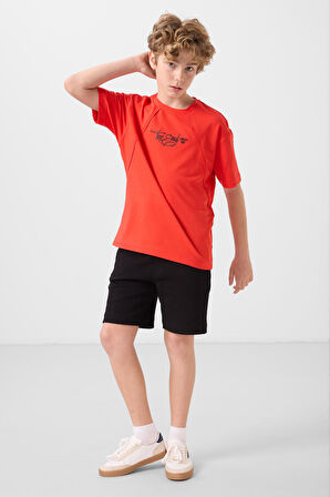 Fiesta Pamuklu Yumuşak Dokulu Oversize Baskılı Erkek Çocuk T-Shirt - 11285