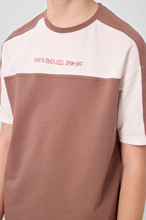Tarçın Pamuklu Yumuşak Dokulu Oversize Fit Baskılı Erkek Çocuk T-Shirt - 11290