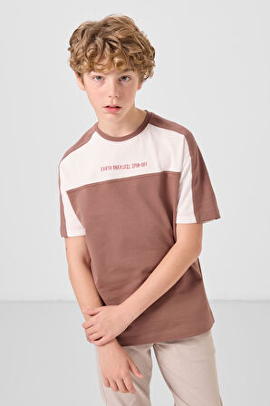 Tarçın Pamuklu Yumuşak Dokulu Oversize Fit Baskılı Erkek Çocuk T-Shirt - 11290