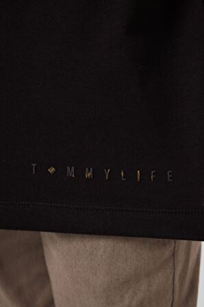 Siyah Pamuklu Yumuşak Dokulu Oversize Basic Erkek Çocuk T-Shirt - 11297