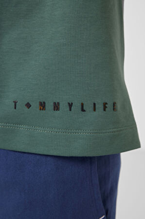 Açık Yeşil Pamuklu Yumuşak Dokulu Oversize Basic Erkek Çocuk T-Shirt - 11297