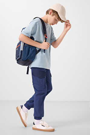 Açık Mavi Pamuklu Yumuşak Dokulu Oversize Baskılı Erkek Çocuk T-Shirt - 11301