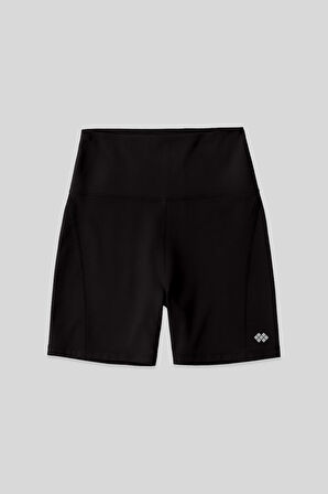 Siyah Kemer Detaylı Yüksek Bel Slim Fit Kısa Biker Kadın Tayt - 91017