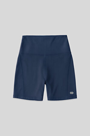 İndigo Kemer Detaylı Yüksek Bel Slim Fit Kısa Biker Kadın Tayt - 91017