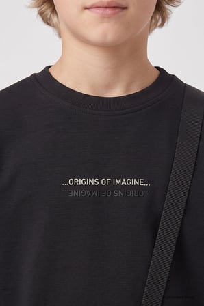 Siyah Standart Fit Baskılı O Yaka Erkek Çocuk Sweatshirt - 11322