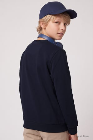 Lacivert Standart Fit Baskılı O Yaka Erkek Çocuk Sweatshirt - 11322