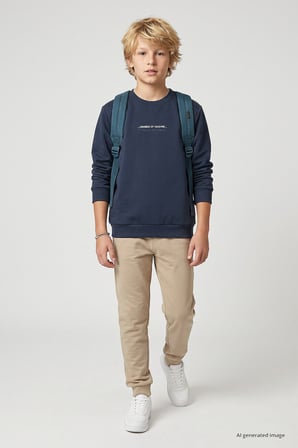Petrol Standart Fit Baskılı O Yaka Erkek Çocuk Sweatshirt - 11322